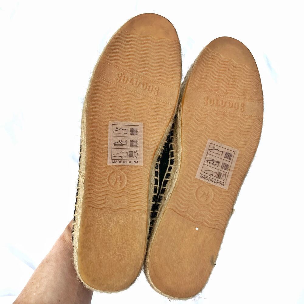Soludos French Bulldog Embroidered Espadrilles Black Canvas Flats  Summer Vacay - Picture 11 of 16